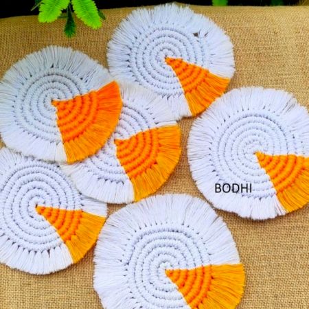 Handwoven Round Cotton Tea Coasters - Set of 7